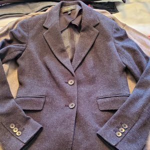 Talbots blazer tweed soft black and grey with pockets and a sit plate